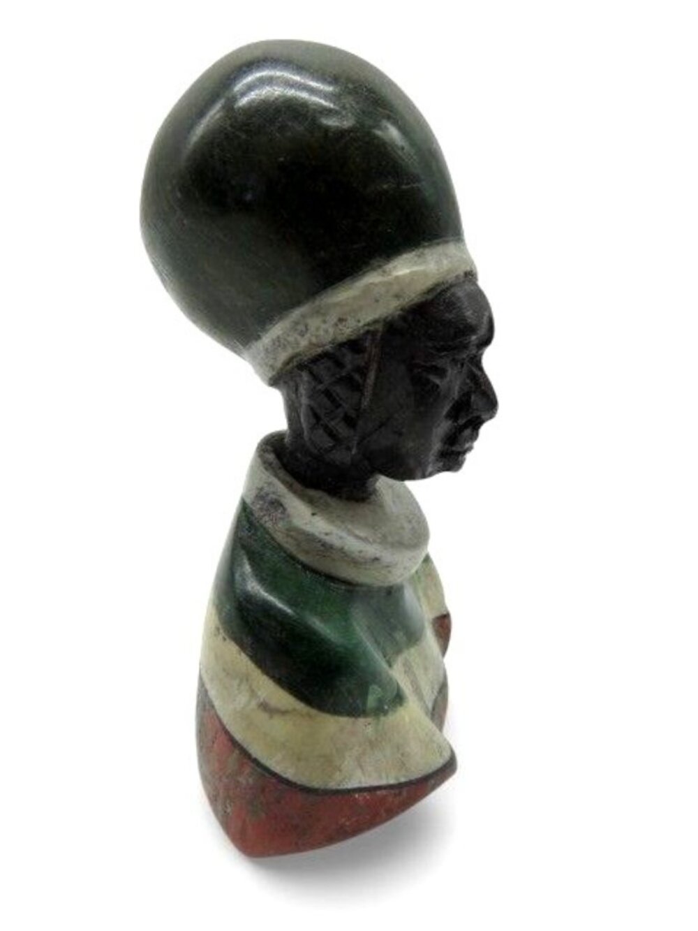 Small Stone Bust Set Hand Carved in South Africa 3.5" and 2.7" - Picture 8 of 12